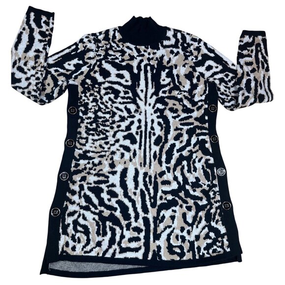 Chico’s Animal Print Cashmere Blend Tunic Sweater Mock Neck Small - Picture 5 of 6